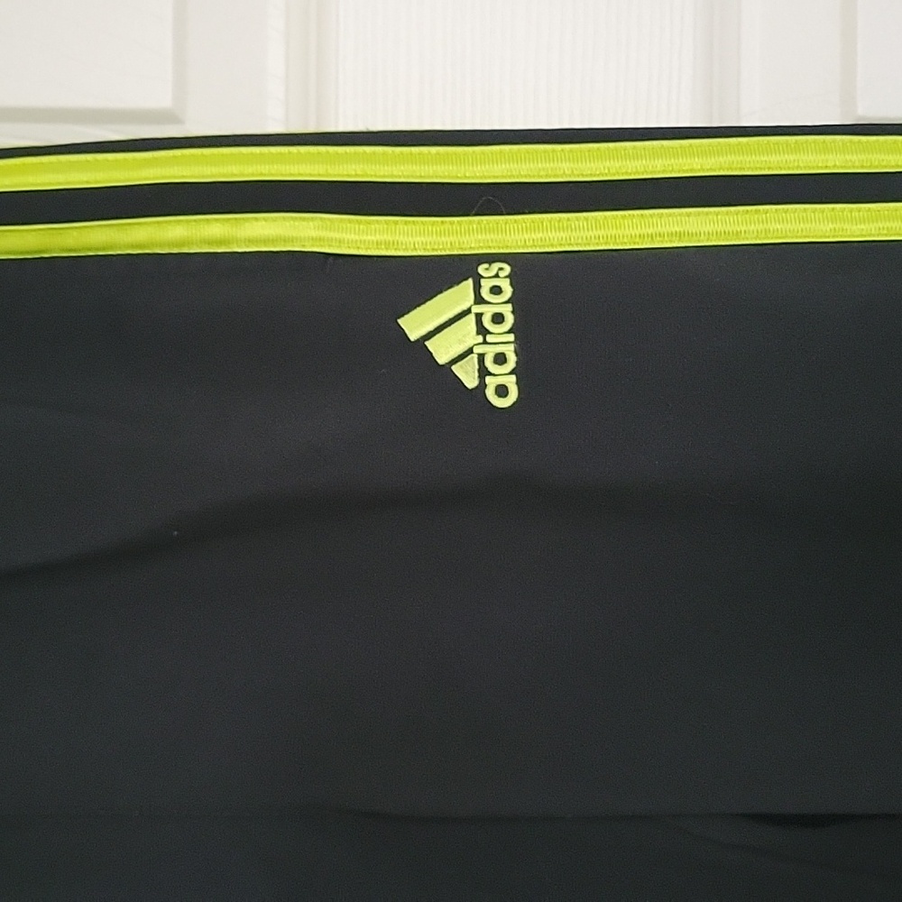 Adidas Kids Black Joggers with Bright Green Stripes